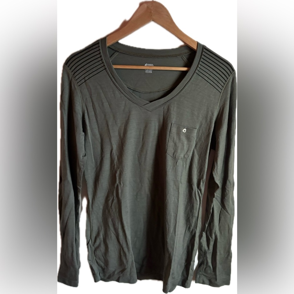 MOUNTAIN EQUIPMENT COOP MEC Merino Wool Olive Green Long Sleeve Base Layer Shirt